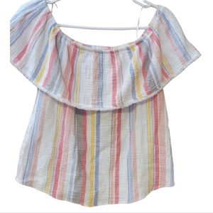 Like New Allison Joy Womens Lightweight Flounce Neckline Cropped Top Siz…